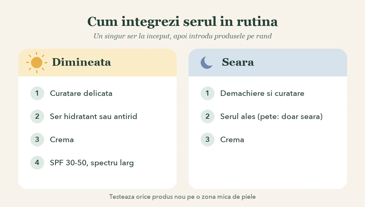 Rutina de dimineata si seara cu seruri Geoderm: SPF, ser si crema